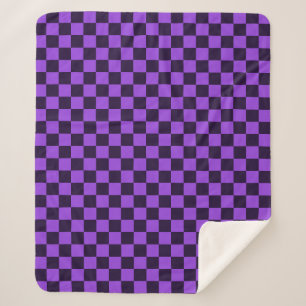 Eye-Catching Purple and Lavender chequerboard  Sherpa Blanket