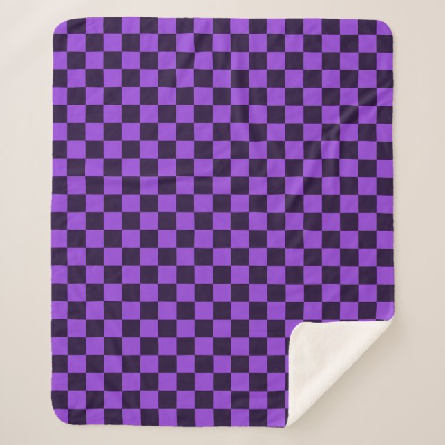 Eye-Catching Purple and Lavender chequerboard  Sherpa Blanket (Front)