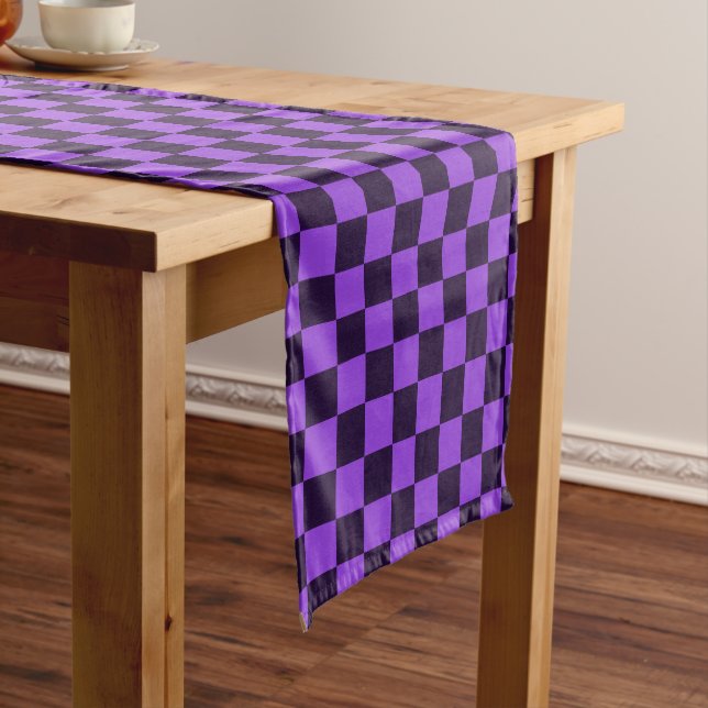 Eye-Catching Purple and Lavender chequerboard  Short Table Runner (In Situ)