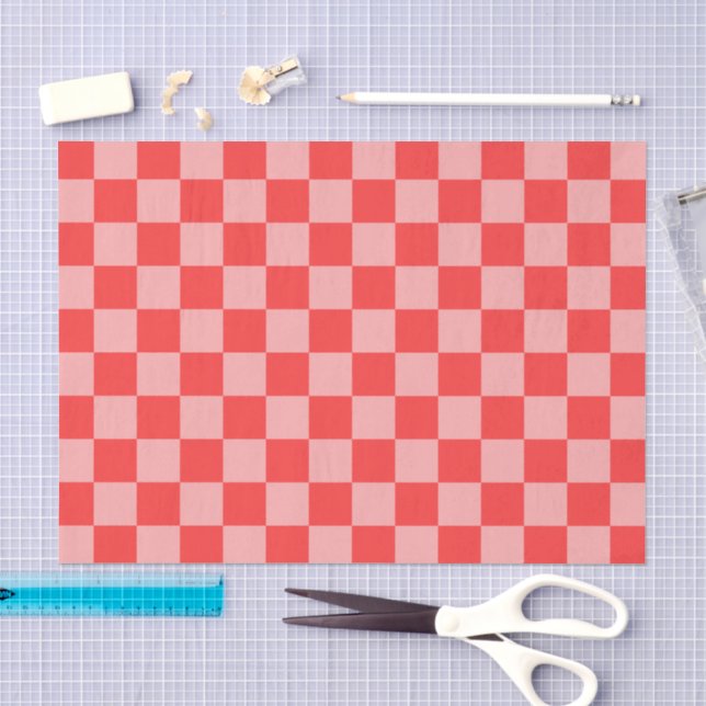 Eye-Catching Red and Pink Chequerboard Tissue Paper (Craft)