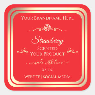 Eye Catching Red Product Label Gold Shimmer Frame