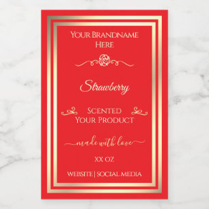 Eye Catching Red Product Label Gold Shimmer Frame