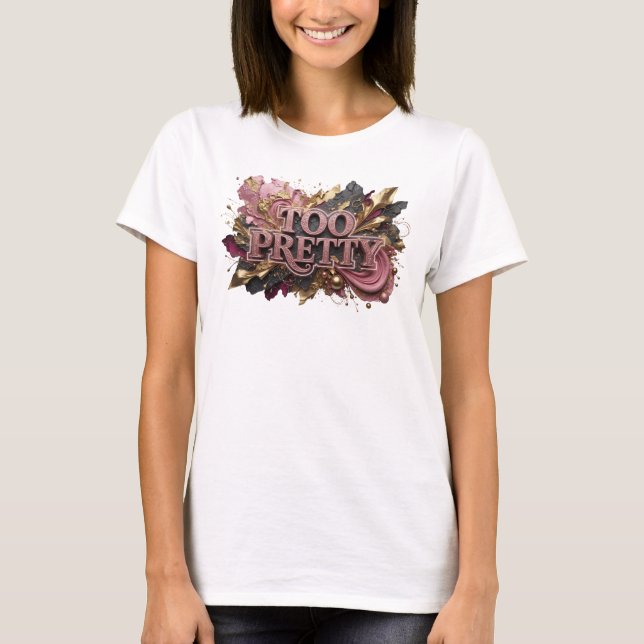 Eye-Catching Red TOO PRETTY Graphic Tee (Front)
