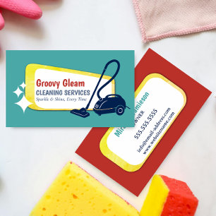 Eye Catching Retro Vacuum House Cleaning Business Card
