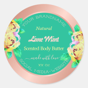 Eye Catching Rose Gold and Teal Product Labels