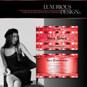 Eye Catching Ruby Red Glitter Spark Stars Superb Business Card