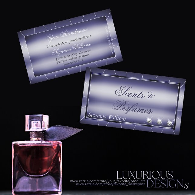 Eye Catching Shimmery Blue Glamourous with Diamond Business Card (Creator Uploaded)