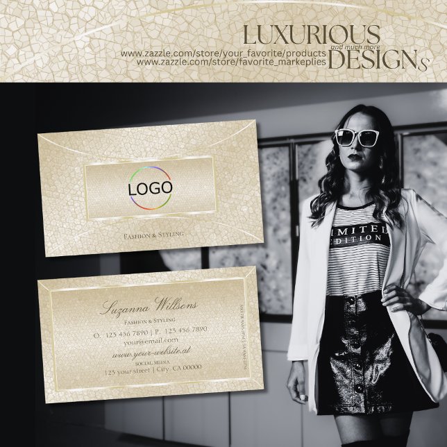 Eye Catching Silk Cream Snake Pattern with Logo Business Card (Creator Uploaded)