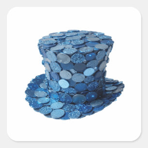 Eye-Catching Silver BLUE COINS HAT Sticker Art