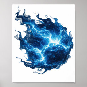 Eye-Catching Silver BLUE FLAME Print