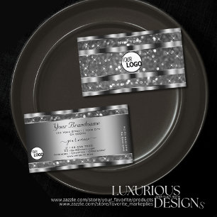 Eye Catching Silver Glitter Sparkle Stars add Logo Business Card