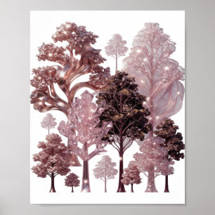 Eye-Catching Silver PINK TREE FOREST Poster
