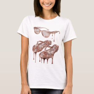 Eye-Catching Silver ROSE GOLD GLAMOUR Text Design T-Shirt