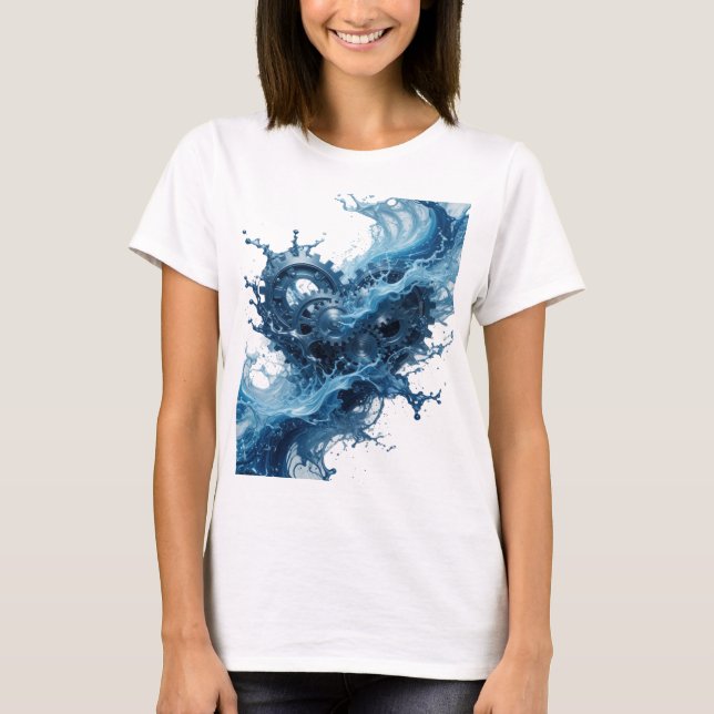 Eye-Catching Silver WATER POWERED GEAR SYSTEM T-Shirt (Front)