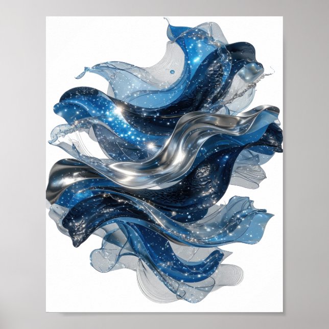 Eye-Catching Silver WATER WAVE Poster (Front)