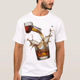 Eye-Catching Silver WHISKY SPLASH 3D Text Art T-Shirt