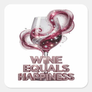 Eye-Catching Silver WINE EQUALS HAPPINESS Sticker