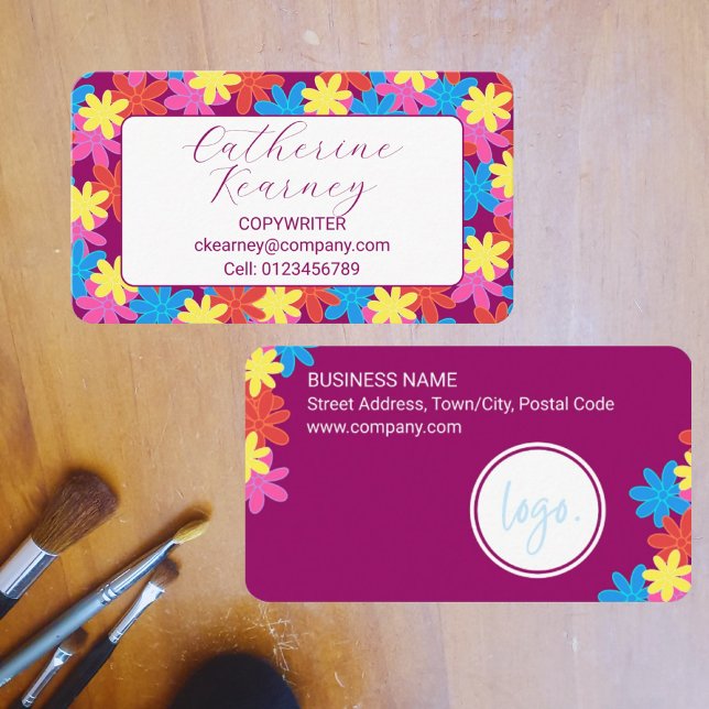 EYE-CATCHING SMALL FLOWER PATTERN AND COMPANY LOGO BUSINESS CARD (Creator Uploaded)