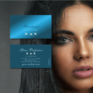 Eye Catching Teal Blue Sparkling Diamonds Stylish Business Card