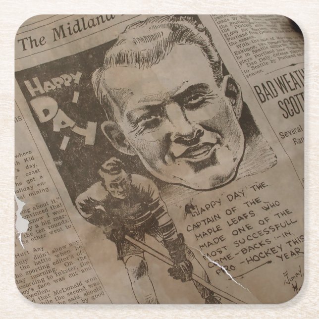 Eye Catching Very Old Newspaper Square Paper Coaster (Front)
