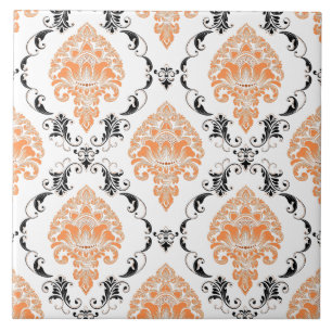 Eye catching Victorian classic pattern orange  Ceramic Tile