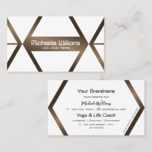 Eye Catching White Geometric Coffee Brown Shimmer Business Card