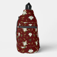 Eye-Catching White Green Floral Pattern on Maroon