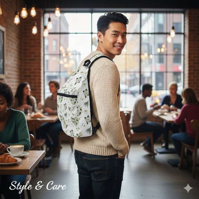 Eye-Catching White Green Floral Pattern Stylish Sling Bag (Eye-Catching White Green Floral Pattern Stylish Sling Bag)