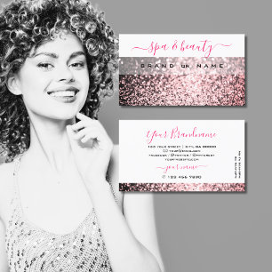 Eye Catching White Pink Sparkling Glitter Shimmery Business Card