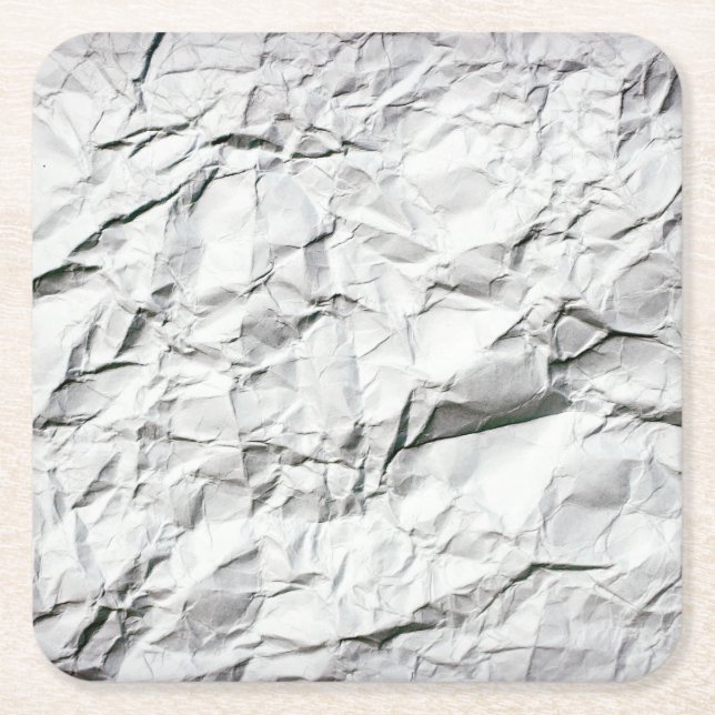 Eye Catching Wrinkled White Paper Square Paper Coaster (Front)