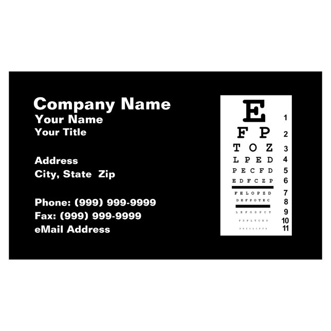 Eye Chart Against Black Background Business Card (Creator Uploaded)