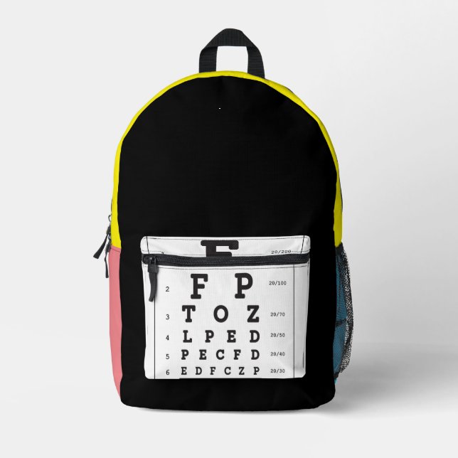 Eye Chart Book Bag Back Pack (Front)