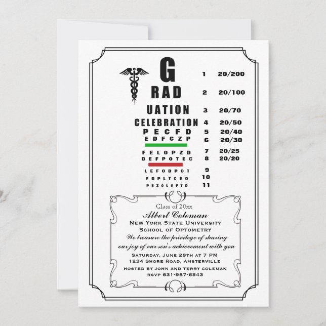 Eye Chart Graduation Invitation (Front)