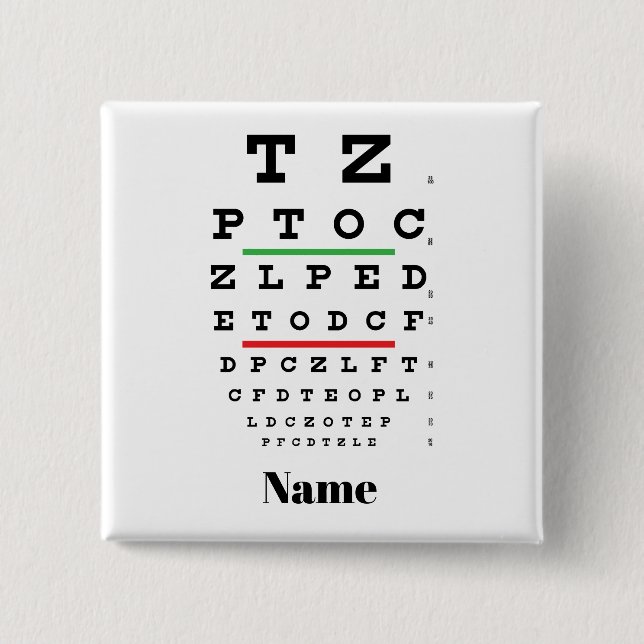 Eye Chart Optometrist Name Button (Front)