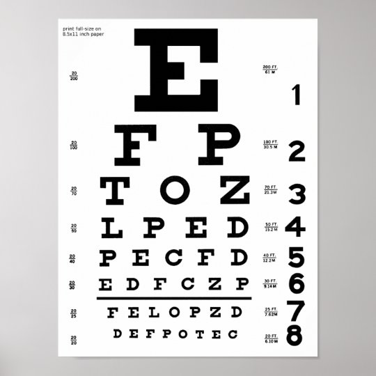 eye chart print zazzlecomau