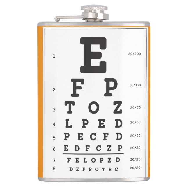 Eye Chart Vinyl Wrapped Flask (Front)