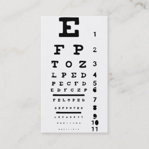 Eye Chart Vision Clinic Doctor Optician Business Card
