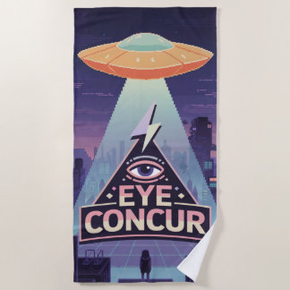 EYE CONCUR ALIEN PYRAMID POWER Beach Towel