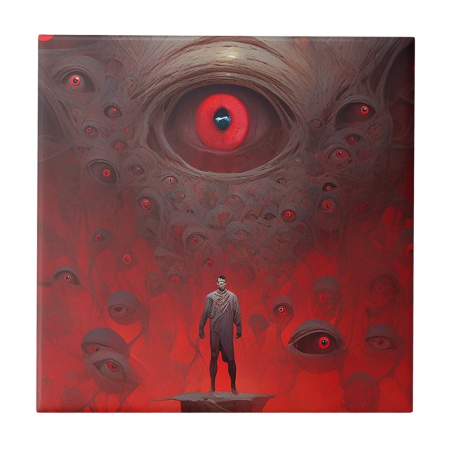 Eye Creatures Surreal Horror Art Ceramic Tile (Front)