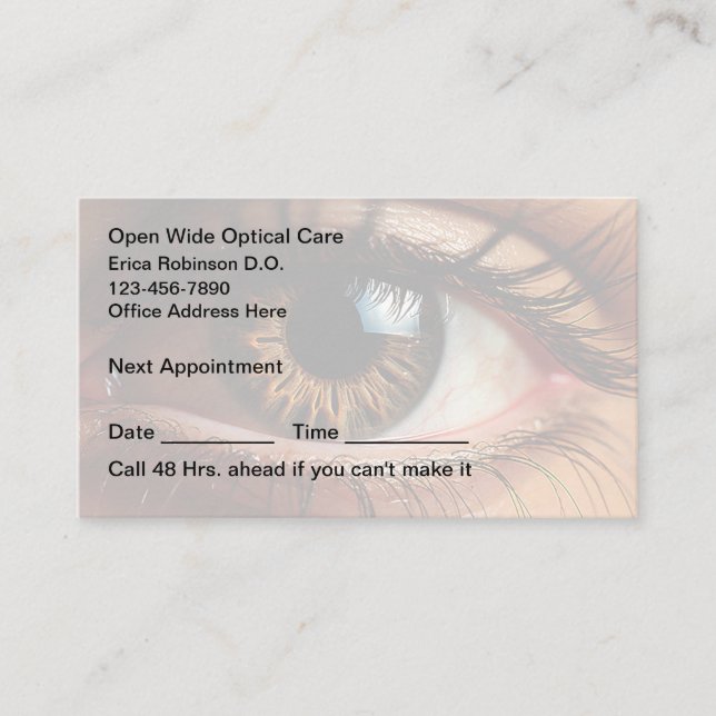 Eye Doctor Ophthalmologist Appointment Cards (Front)
