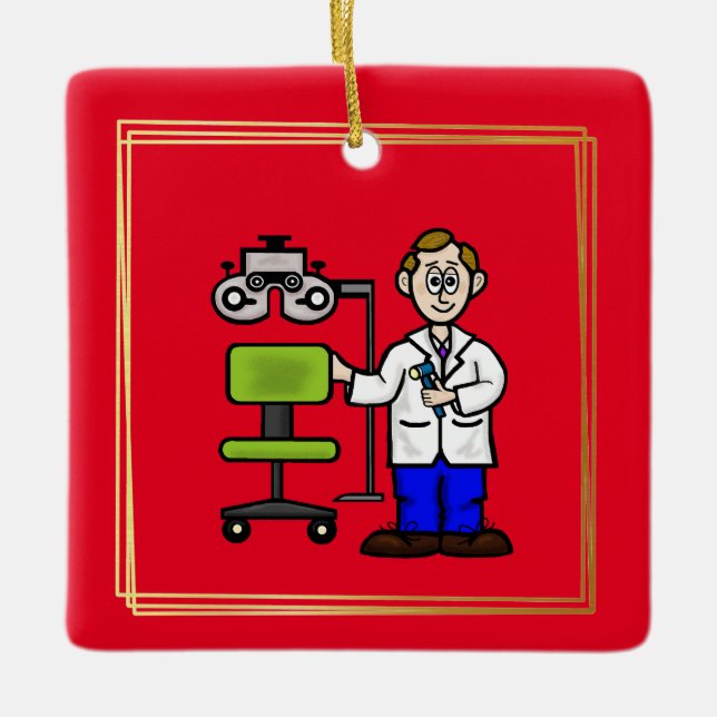 Eye Doctor with Exam Chair Ornament (Front)