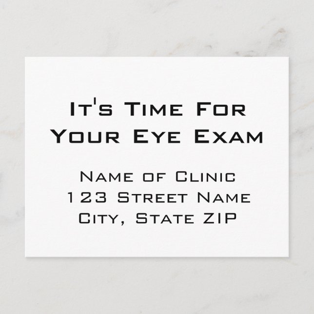 Eye Exam Appointment Reminder Eye Chart Style Postcard (Front)