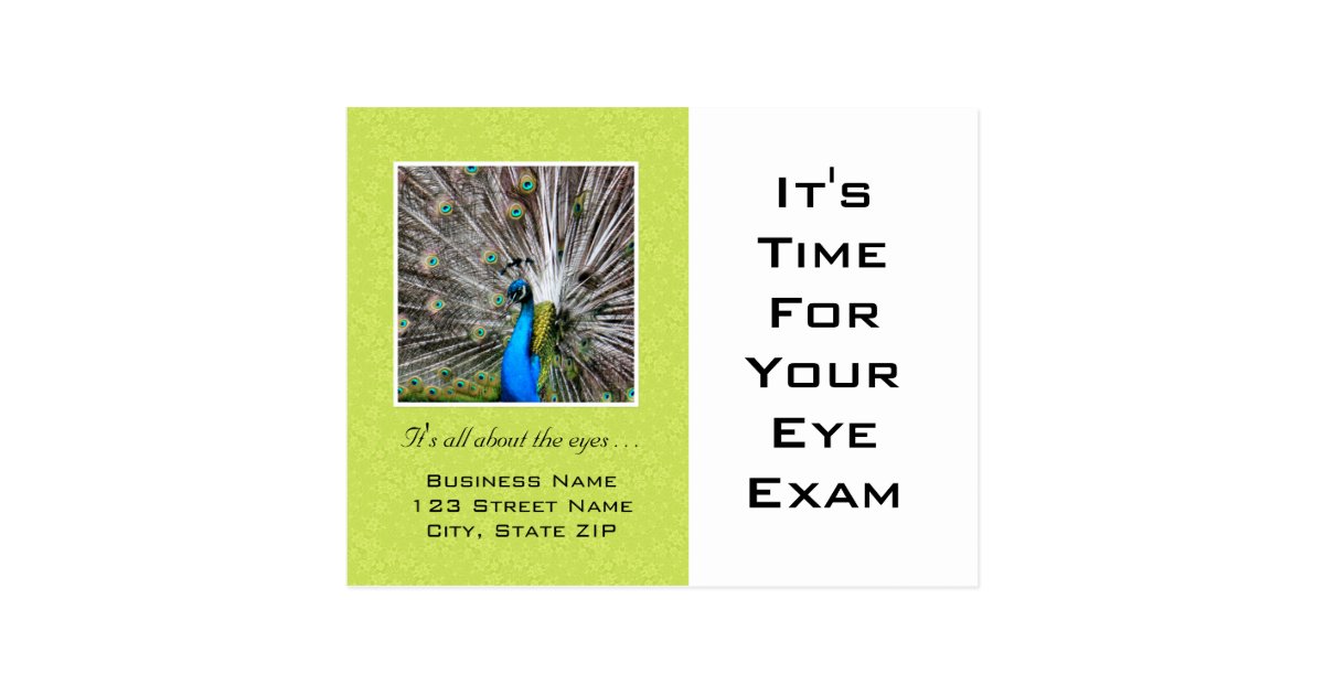Eye Exam Appointment Reminder Peacock Eyes Postcard