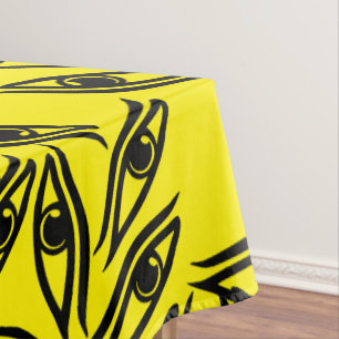 Eye Eyes Pattern Yellow Black Tablecloth