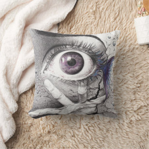 Eye fish and hand Dark Surreal art Cool drawing Cushion