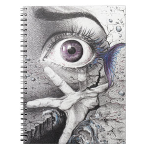 Eye fish and hand dream Surreal drawing art Notebook