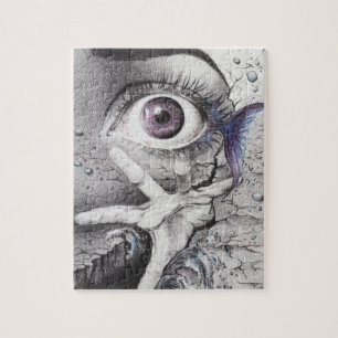 Eye fish and hand surreal pencil drawing art jigsaw puzzle