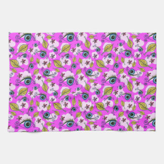 Eye Flower Leaf_Purple Tea Towel