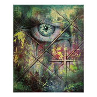 eye game cards cross poster