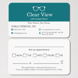 Eye Glass Office Appointment Reminder Business Card